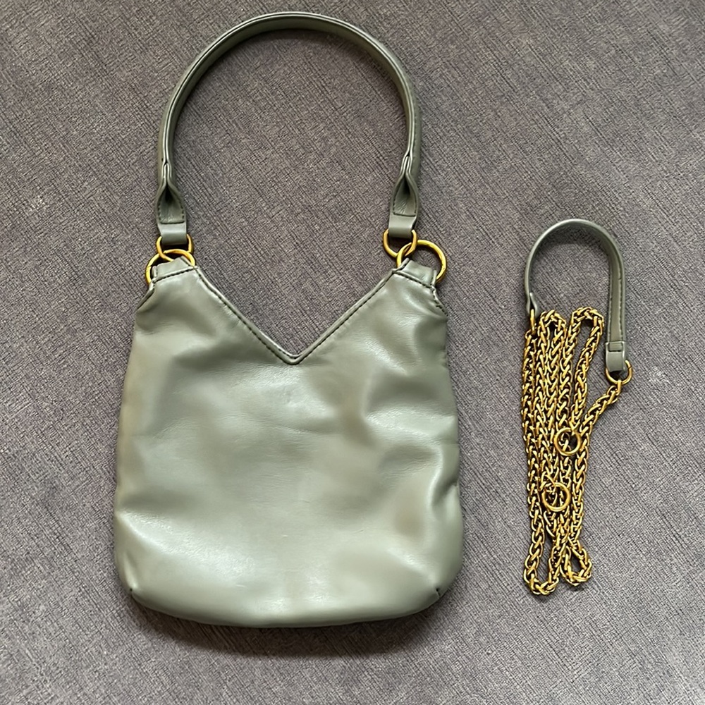 Anthropologie Simone Crossbody faux leather bag - olive with gold hardware